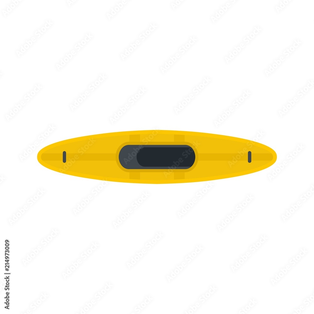 Yellow kayak icon. Flat illustration of yellow kayak vector icon for web isolated on white Yellow kayak icon. Flat illustration of yellow kayak vector icon for web isolated on white