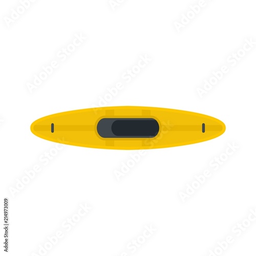 Yellow kayak icon. Flat illustration of yellow kayak vector icon for web isolated on white