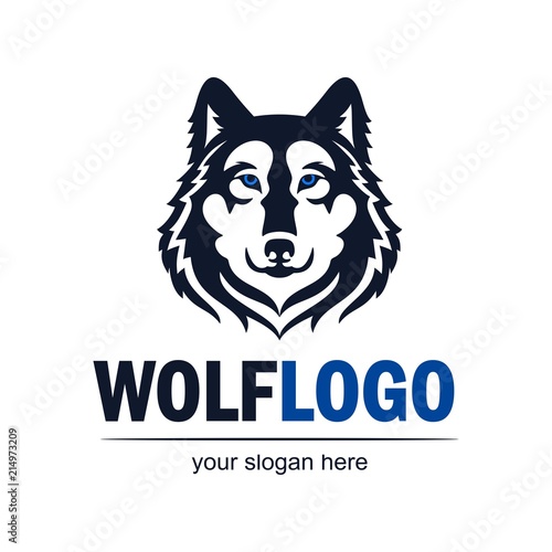 Wolf face logo emblem. Vector silhouette. Isolated icon for for business or t-shirt design.