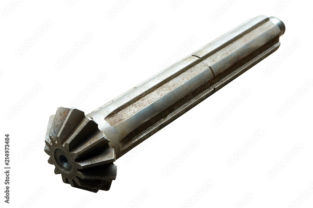 secondary shaft of the gearbox of the tractor on isolated white background secondary shaft of the gearbox of the tractor on isolated white background