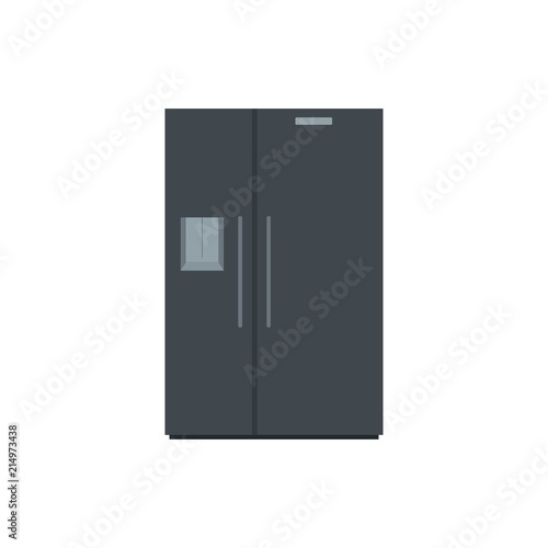 Black fridge icon. Flat illustration of black fridge vector icon for web isolated on white