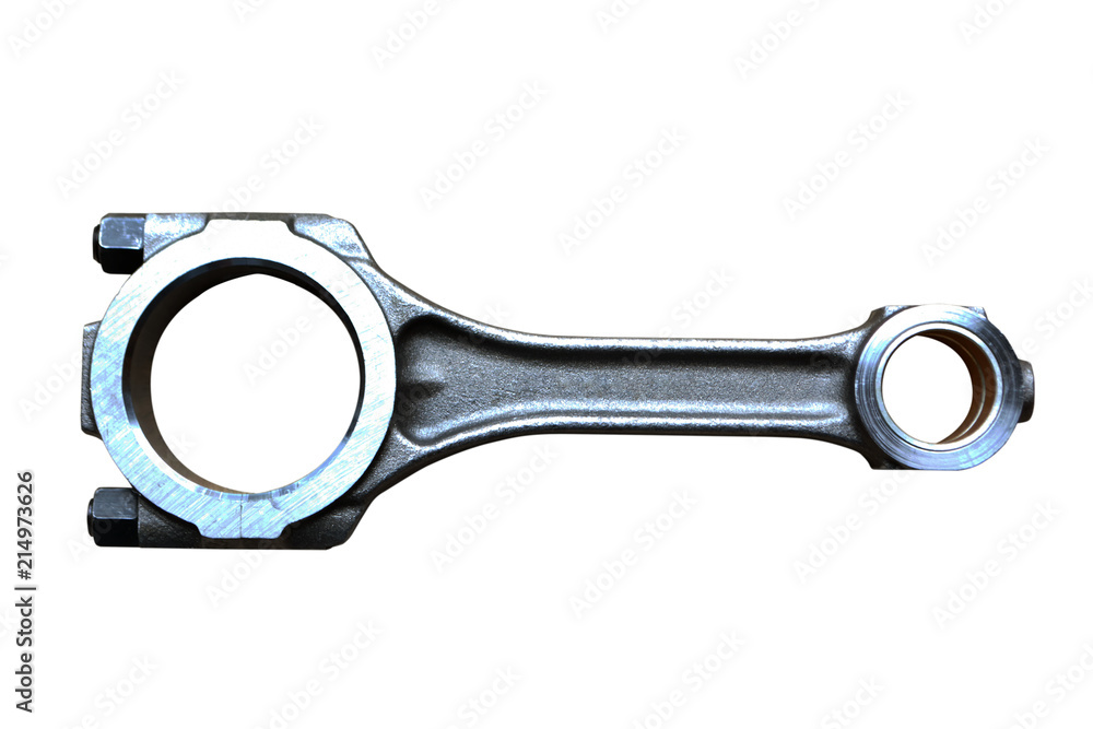 Connecting rod from a car engine. Isolated on white. Connecting rod from a car engine. Isolated on white.