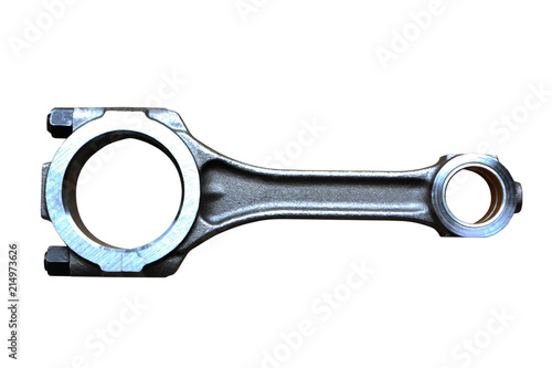 Bild auf Leinwand Connecting rod from a car engine. Isolated on white.