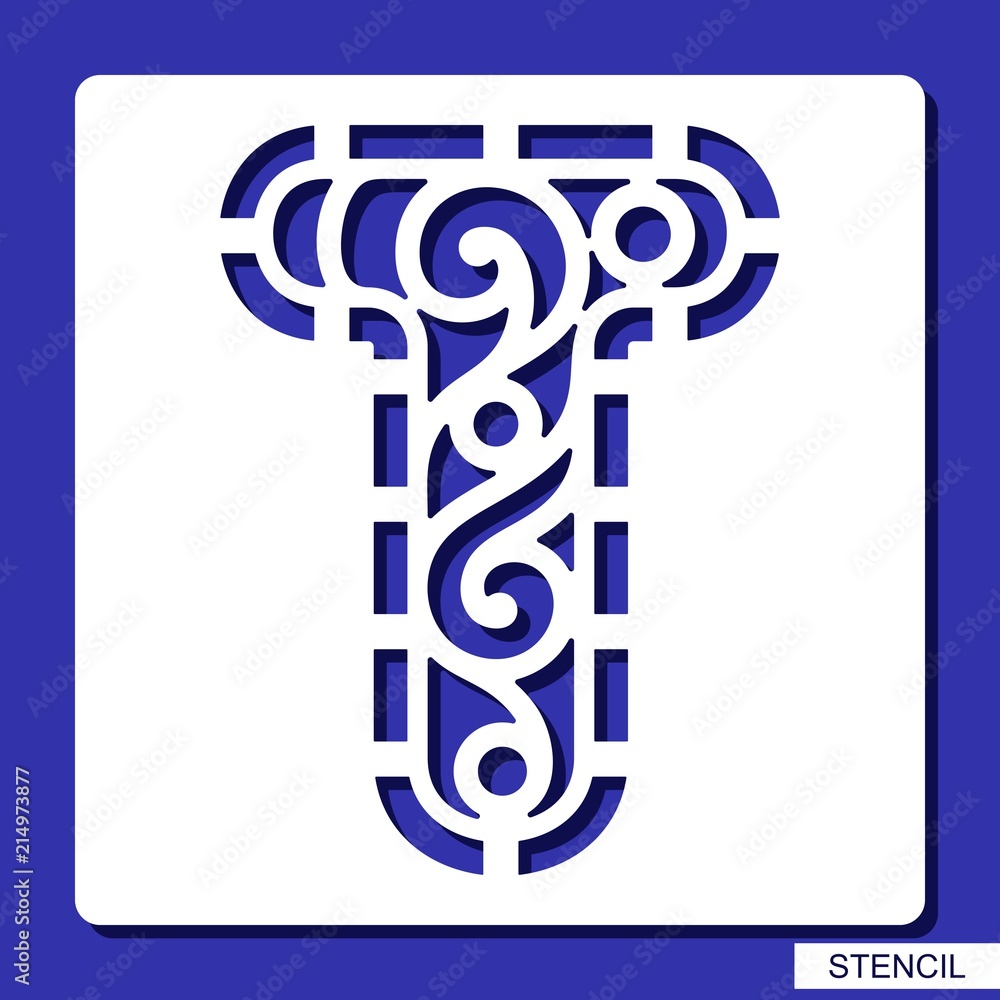 Stencil Alphabet Lacy Letter T Template For Laser Cutting Wood 