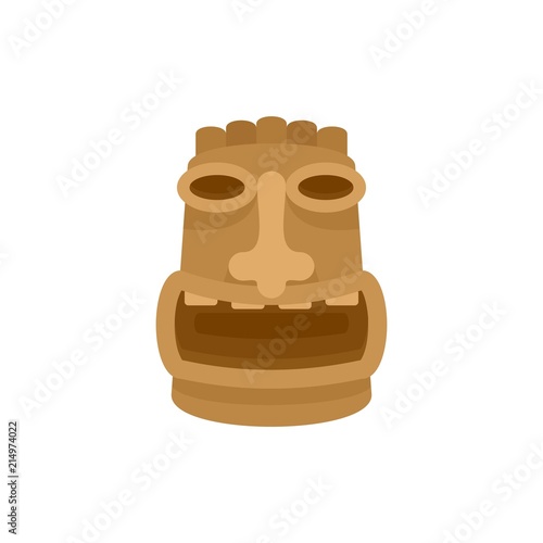 Tiki wood idol icon. Flat illustration of tiki wood idol vector icon for web isolated on white