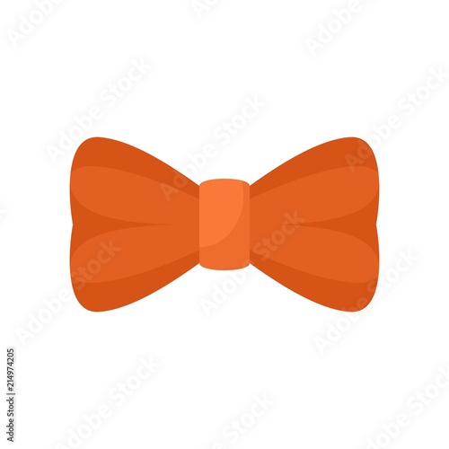 Orange bow tie icon. Flat illustration of orange bow tie vector icon for web isolated on white