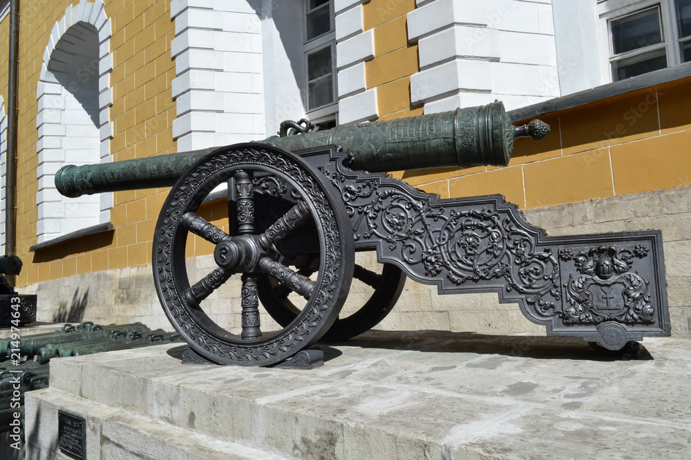 2018 July 03 - Moscow, the Kremlin. An ancient artillery weapon of the Napoleonic Wars. Inside the Kremlin. 2018 July 03 - Moscow, the Kremlin. An ancient artillery weapon of the Napoleonic Wars. Inside the Kremlin.
