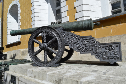 2018 July 03 - Moscow, the Kremlin. An ancient artillery weapon of the Napoleonic Wars. Inside the Kremlin.