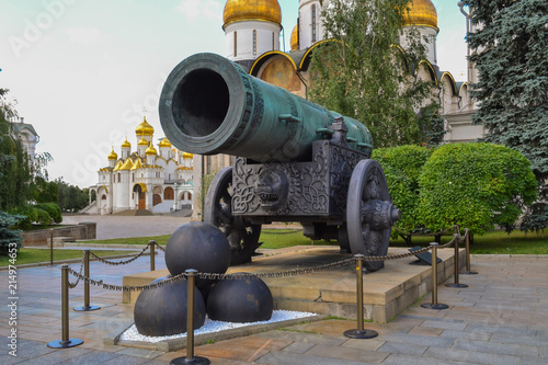 2018 July 03 - Moscow, the Kremlin. Inside the Kremlin wall is a royal cannon on Cathedral Square in Moscow.