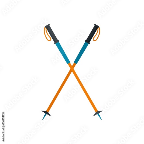 Walking sticks icon. Flat illustration of walking sticks vector icon for web isolated on white