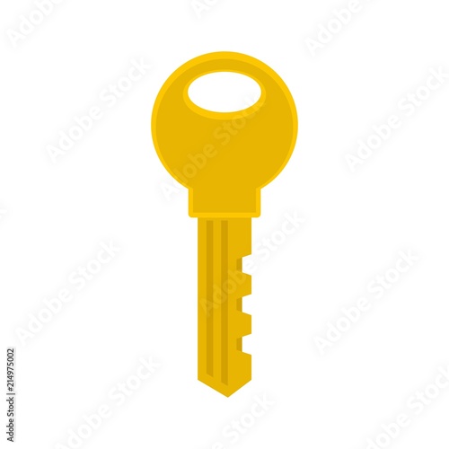 Gold key icon. Flat illustration of gold key vector icon for web isolated on white