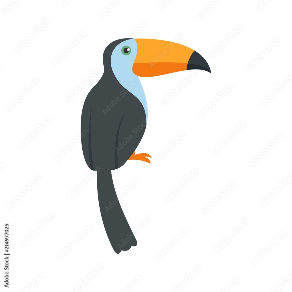 Fototapeta premium Exotic toucan icon. Flat illustration of exotic toucan vector icon for web isolated on white