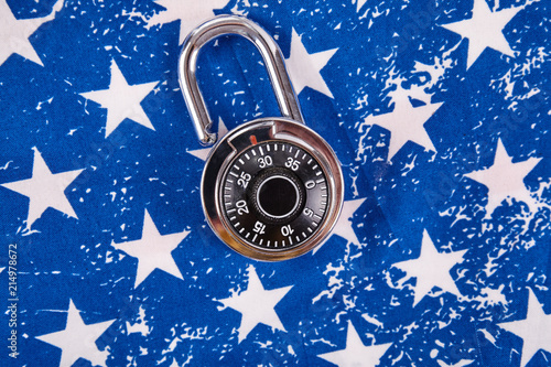 Code lock and american flag photo