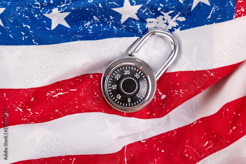 Code lock and american flag photo