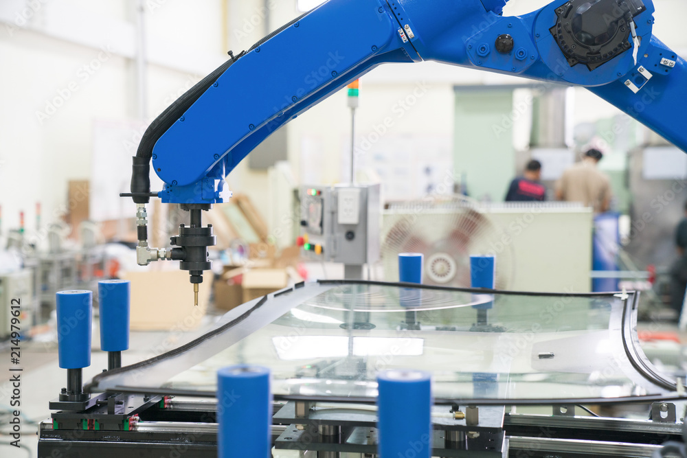 custom made wallpaper toronto digitalIndustrial automated robot arm holding car glass in factory