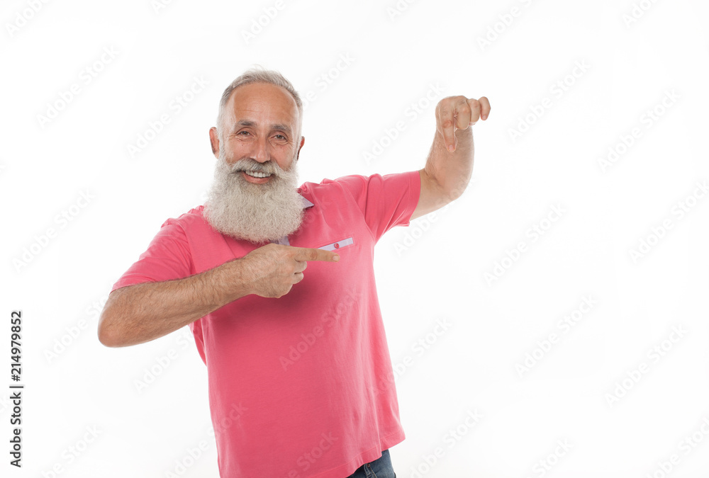 Portrait of bearded man holding copyspace with hands gesture isolated on white background with copyspace advertising area. Portrait of bearded man holding copyspace with hands gesture isolated on white background with copyspace advertising area.