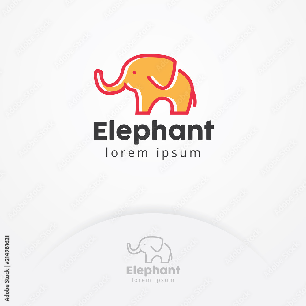 Fototapeta premium Baby elephant logo, Vector logo of a baby elephant with flat style, Simple and cute illustration of Elephant - Vector logo template