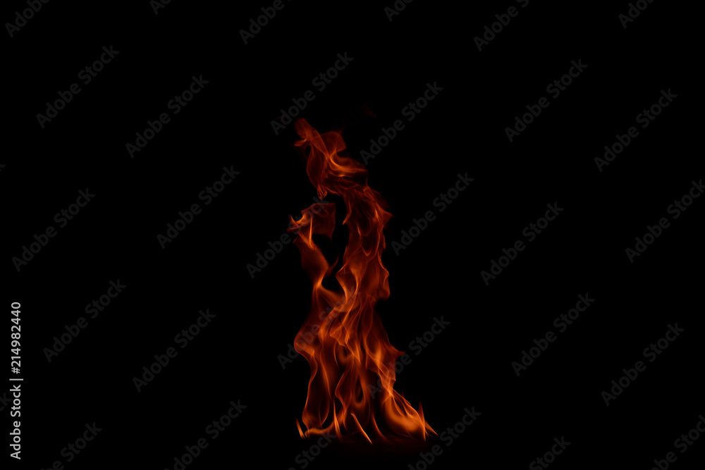 Fire flames isolated on black background