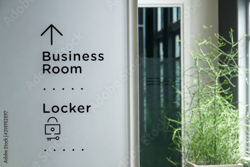 modern cozy business room locker room signage photo