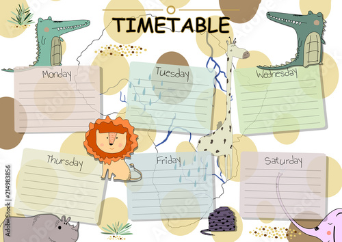 School timetable background for students or pupils.