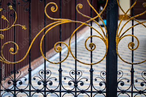 The fragment of forged metal products. close-up