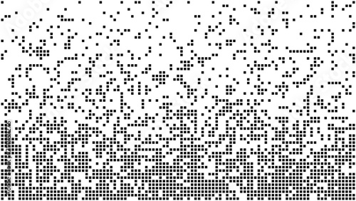Abstract pixel gradient background. Falling pixels. Broken texture. Abstract vertical gradient halftone. Vector illustration.