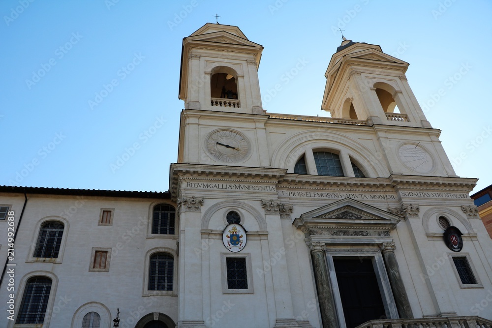Church Santissima Trinità dei Monti at Spanish stairs in Rome, Italy 