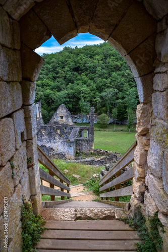 Ruins of the Chateau de Commarque in the Dordogne region of France near Sarlat photo