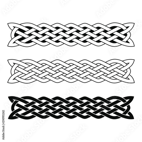 Set of Celtic national ornament interlaced ribbon isolated on white background. Element for graphic design.