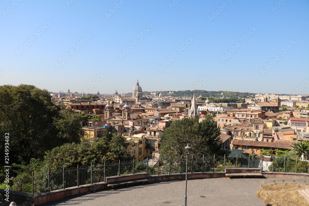 Rome seen from the Pincio, towards St. Peter's Basilica in Vaticano, Italy 