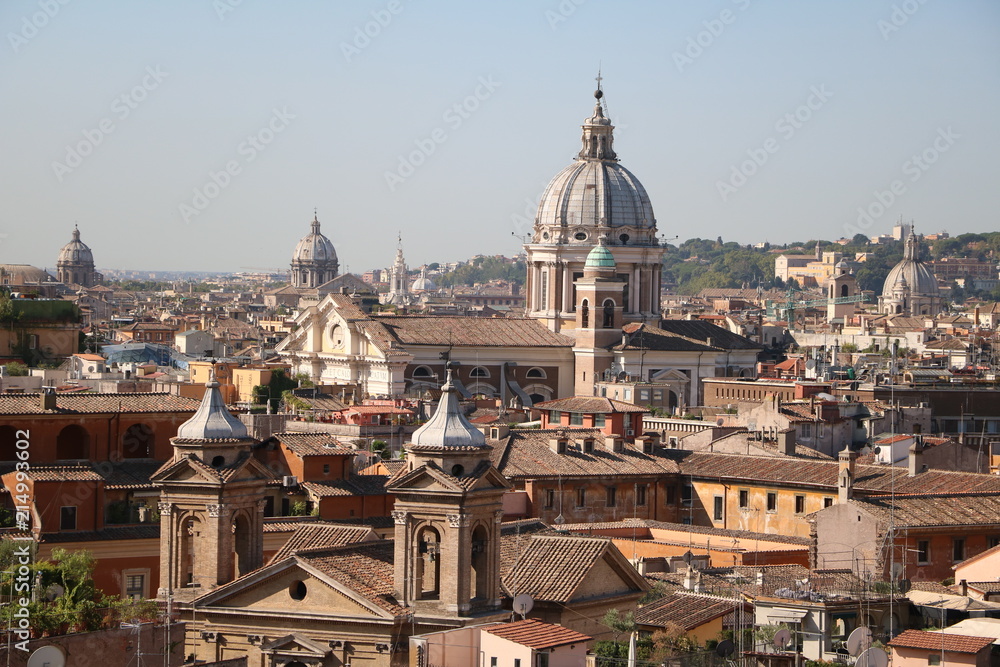 View to many churches in Rome, Italy