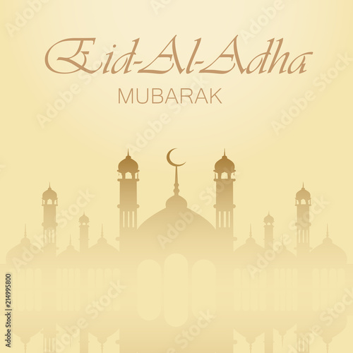 Wallpaper Mural Eid Al Adha Mubarak greeting card with mosque. Vector Torontodigital.ca