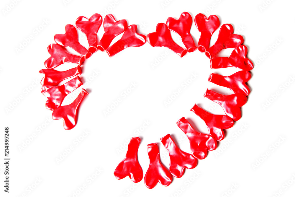 incomplete heart shape is lined with blown latex balls in the shape of a heart incomplete heart shape is lined with blown latex balls in the shape of a heart