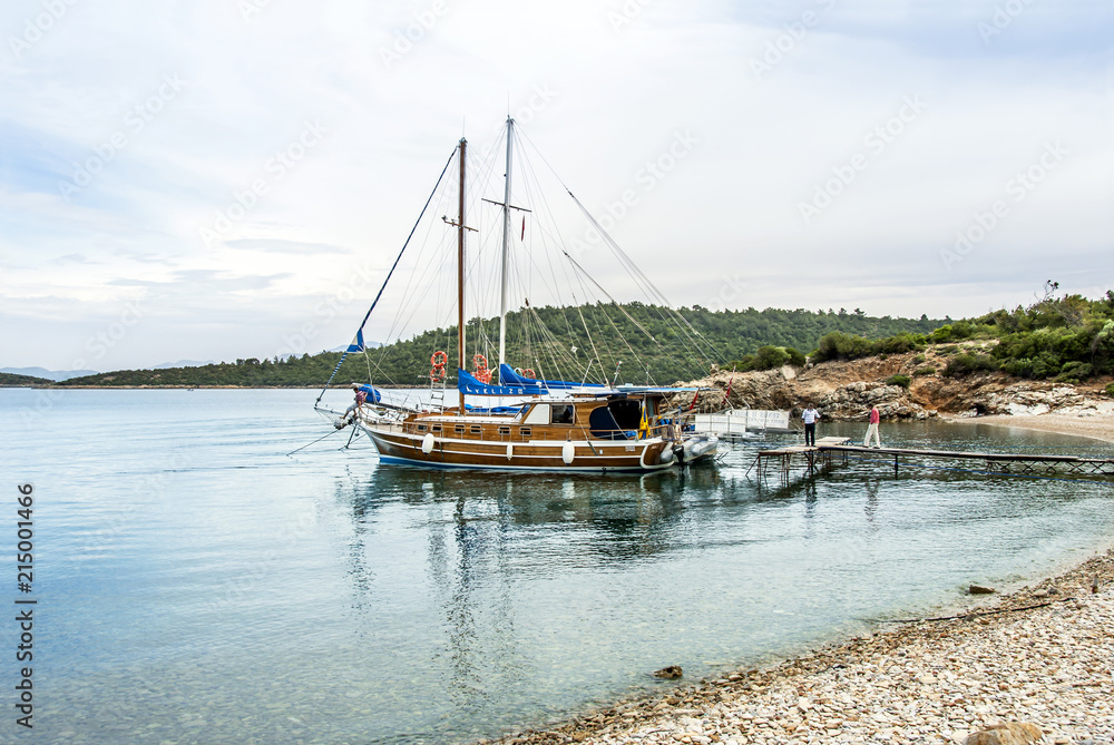 Bodrum, Turkey, 28 May 2011: Gulet Wooden Sailboats at Cove of Yaliciftlik Kargicik