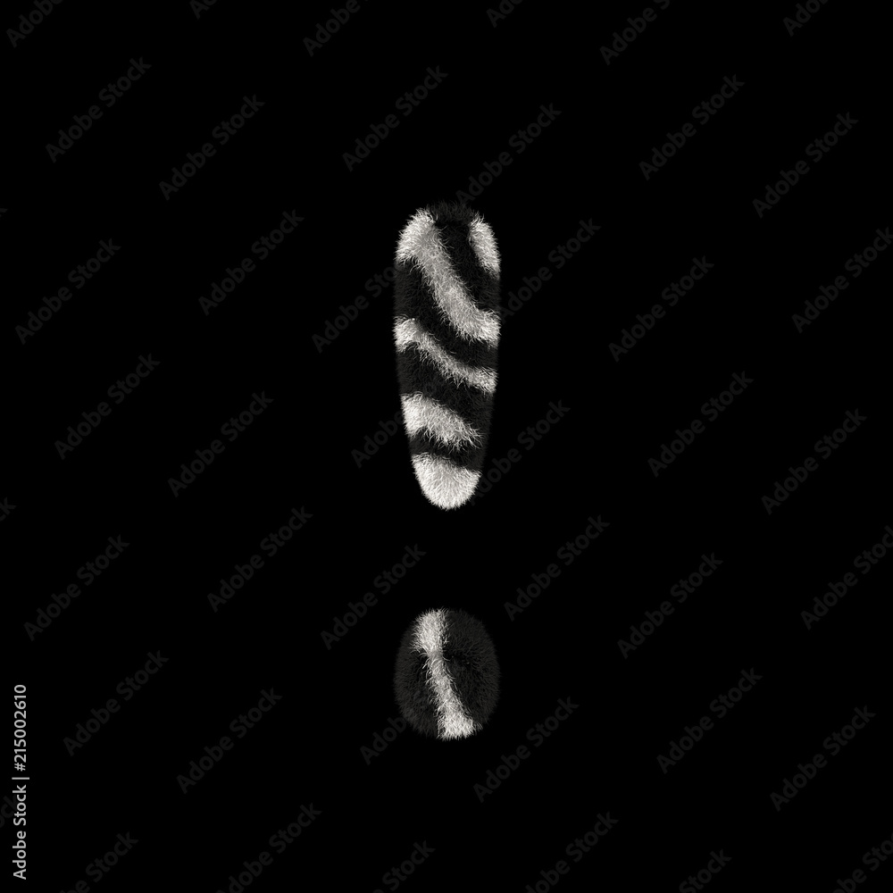 3D Rendering Creative Illustration Zebra Print Furry Symbol Exclamation Mark 3D Rendering Creative Illustration Zebra Print Furry Symbol Exclamation Mark