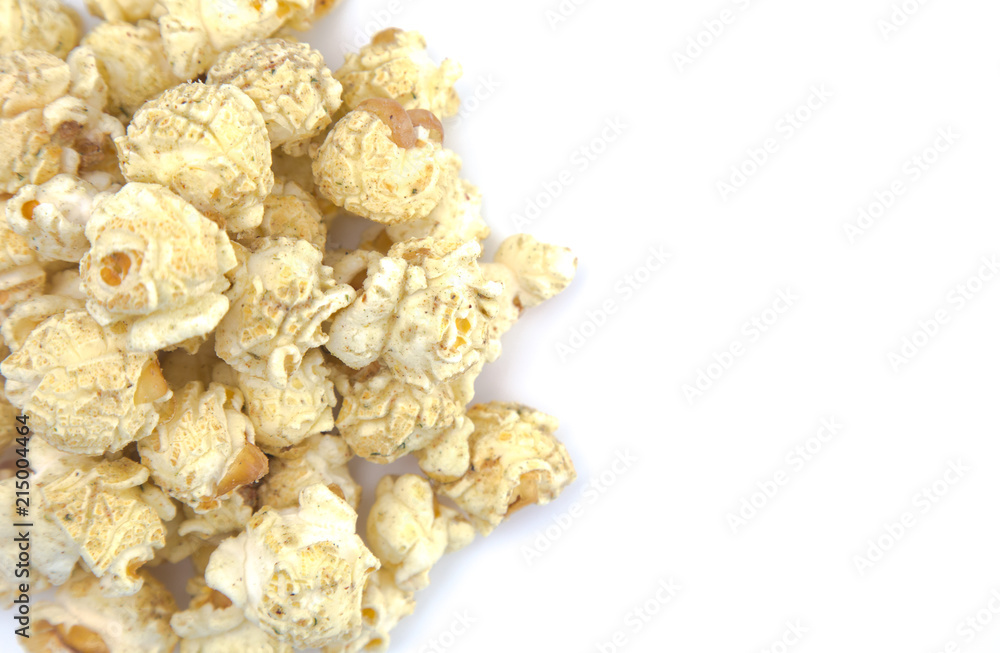 Jalepeno Flavored Cheese Popcorn on a White Background Jalepeno Flavored Cheese Popcorn on a White Background