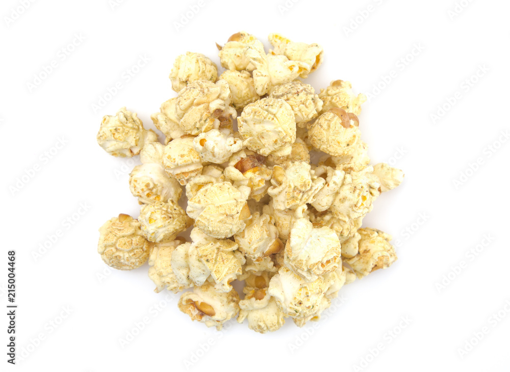 Jalepeno Flavored Cheese Popcorn on a White Background Jalepeno Flavored Cheese Popcorn on a White Background