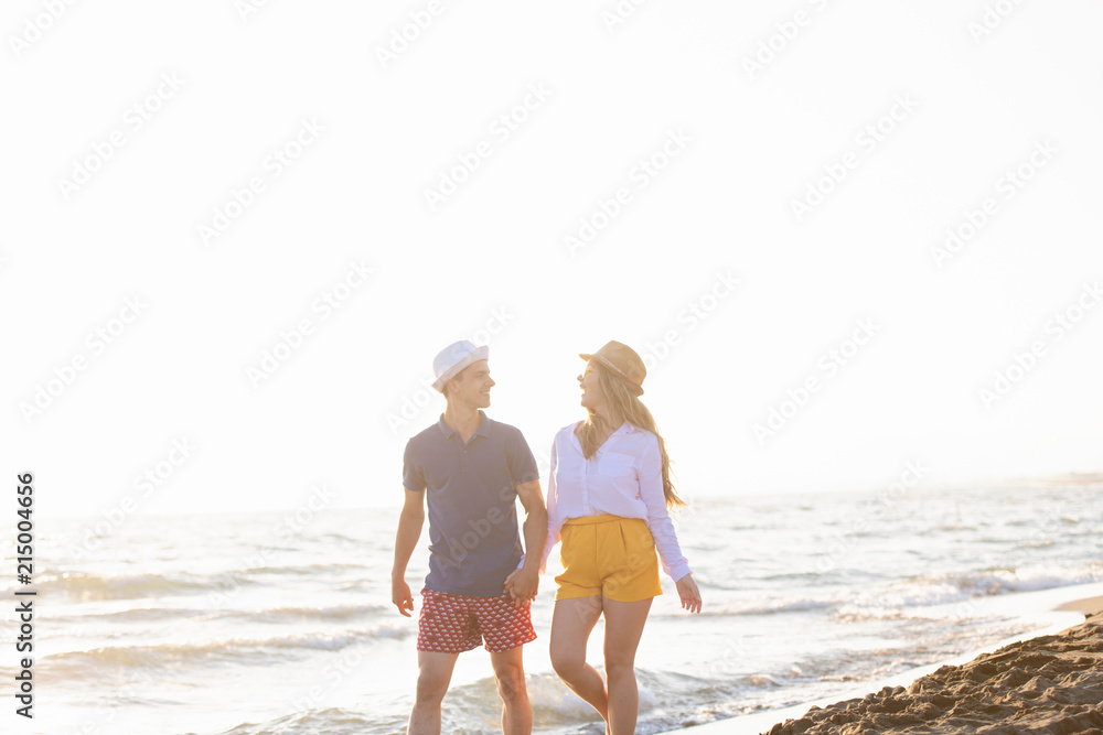 Beach of summer time and two lovers