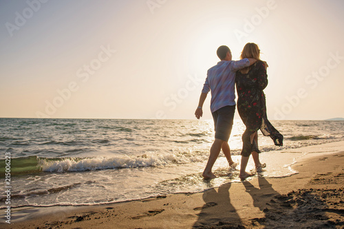 Beach of summer time and two lovers