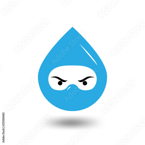 water droplet head ninja logo template. water and ninja logo element