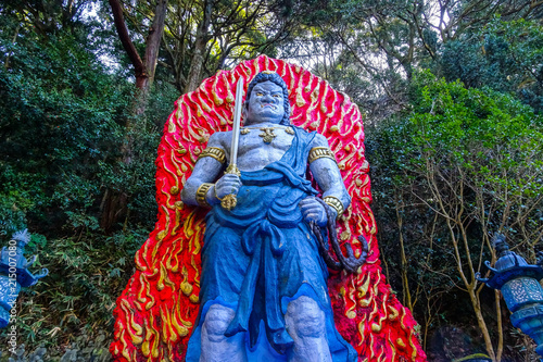 A Colorful Nio Statue in Japanese Shrine  photo