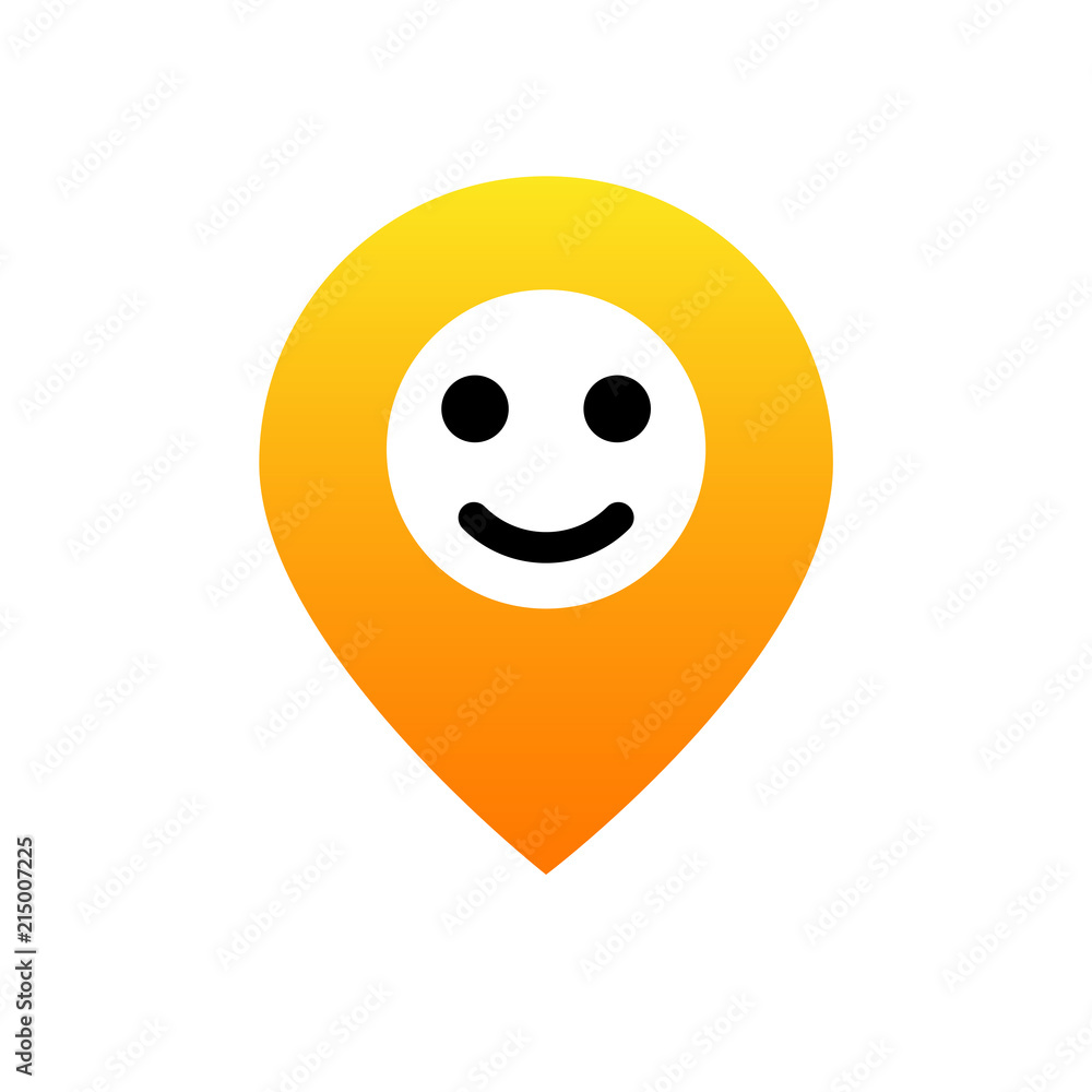 Pin Emoji smile icon. Emotion of happiness. pin location emotion Stock  Vector | Adobe Stock