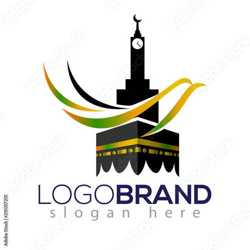 Kaaba Hajj Tour and travel vector logo template