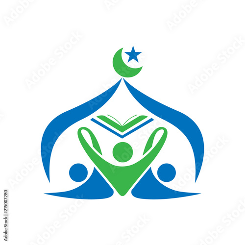 islamic youth organizations logo with book and mosque dome