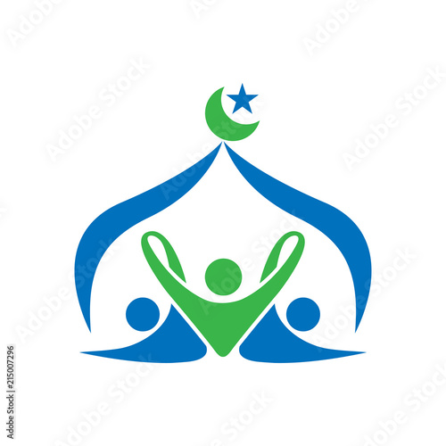 islamic youth organizations logo with book and mosque dome