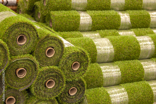 Wallpaper Mural Rolls artificial grass in store of building materials. Torontodigital.ca