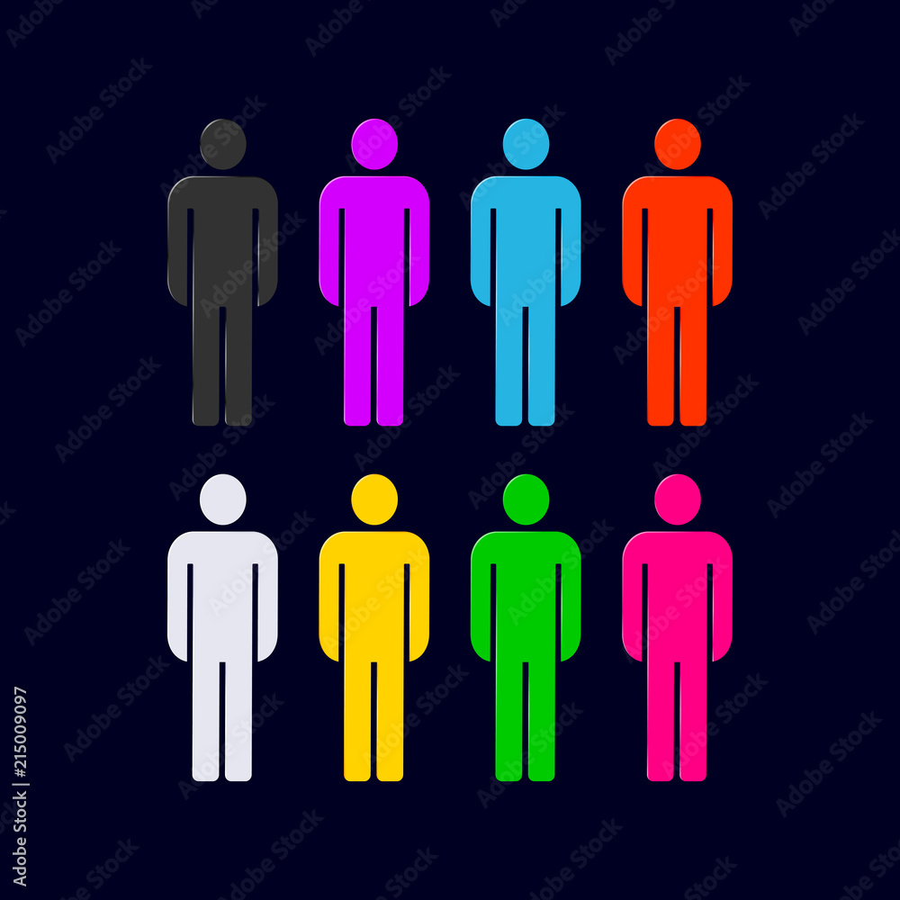 Multicolored Man Icon Set. Simple Symbols. Vector Design Elements Set for You Design
