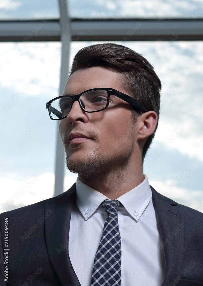 handsome businessman looking up handsome businessman looking up