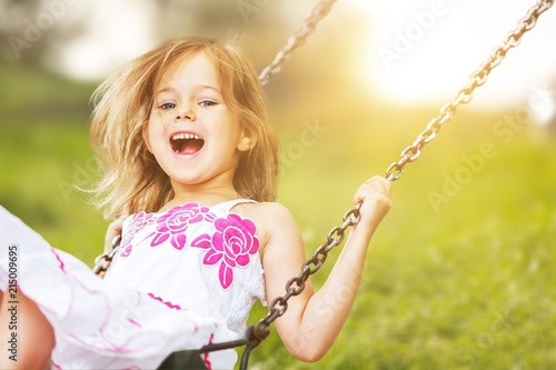 Little child girl having fun