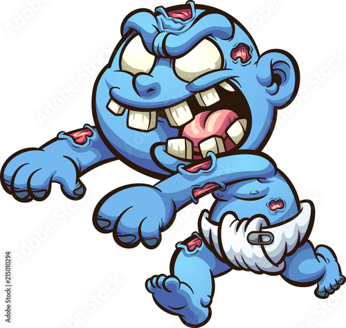 Cartoon baby zombie. Vector clip art illustration with simple gradients. All in a single layer. 